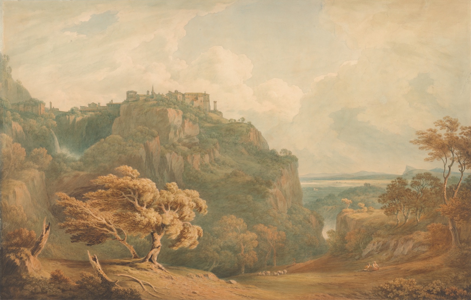A nineteenth-century landscape painting in warm light